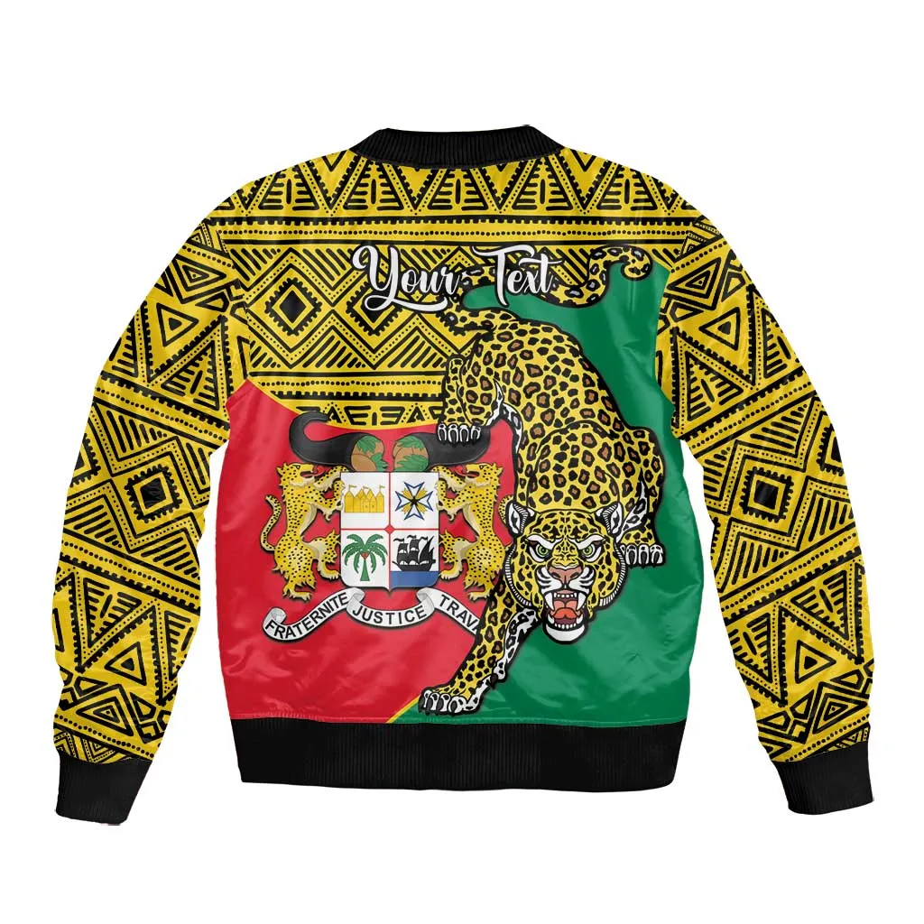 Personalised Benin National Day Bomber Jacket Coat Of Arms With Leopard African Pattern LT14
