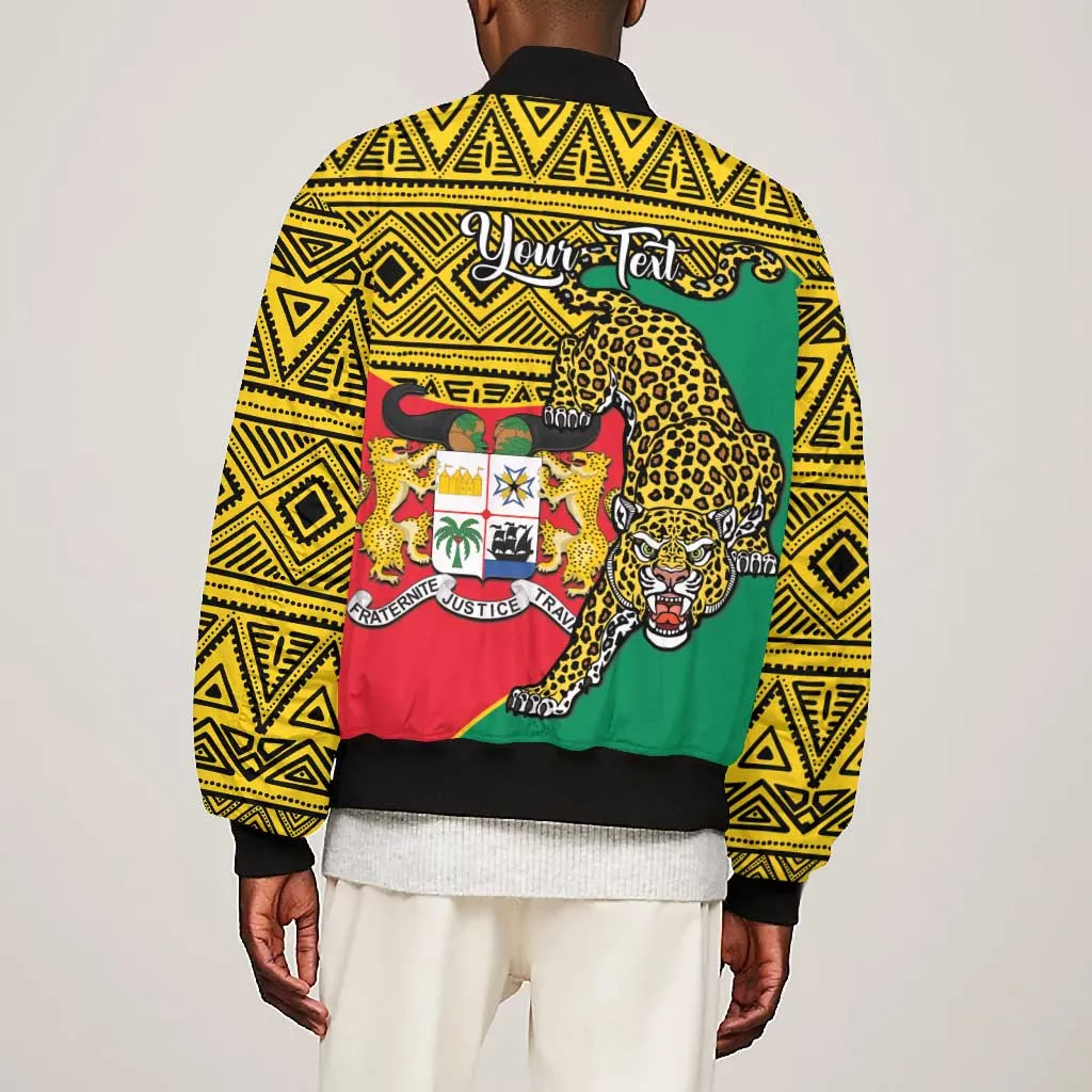 Personalised Benin National Day Bomber Jacket Coat Of Arms With Leopard African Pattern LT14