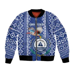 Personalised Cape Verde Bomber Jacket Grey Headed Kingfisher - Coat Of Arms LT15