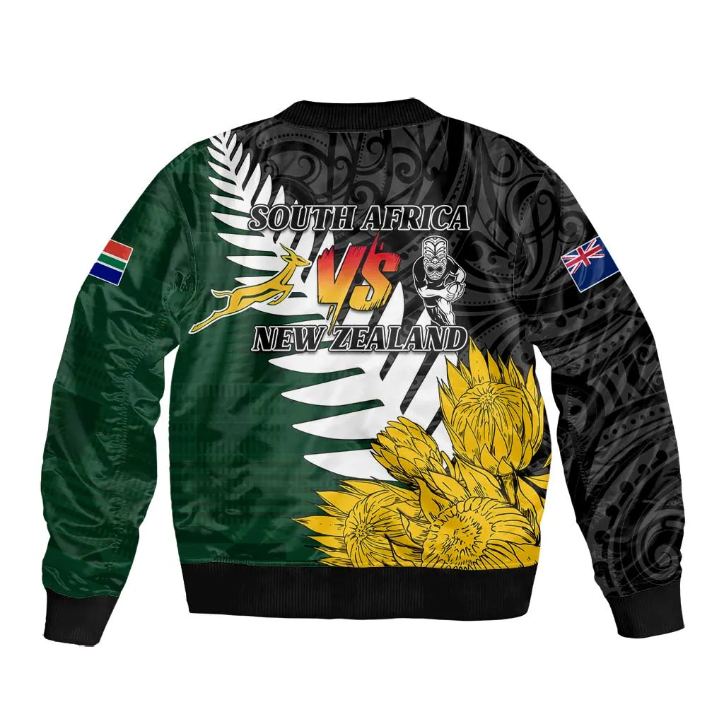 Personalised New Zealand Vs South Africa Rugby Bomber Jacket Rivals - Tribal Style LT7