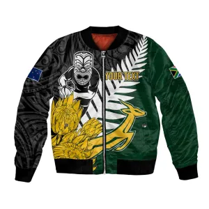 Personalised New Zealand Vs South Africa Rugby Bomber Jacket Rivals - Tribal Style LT7