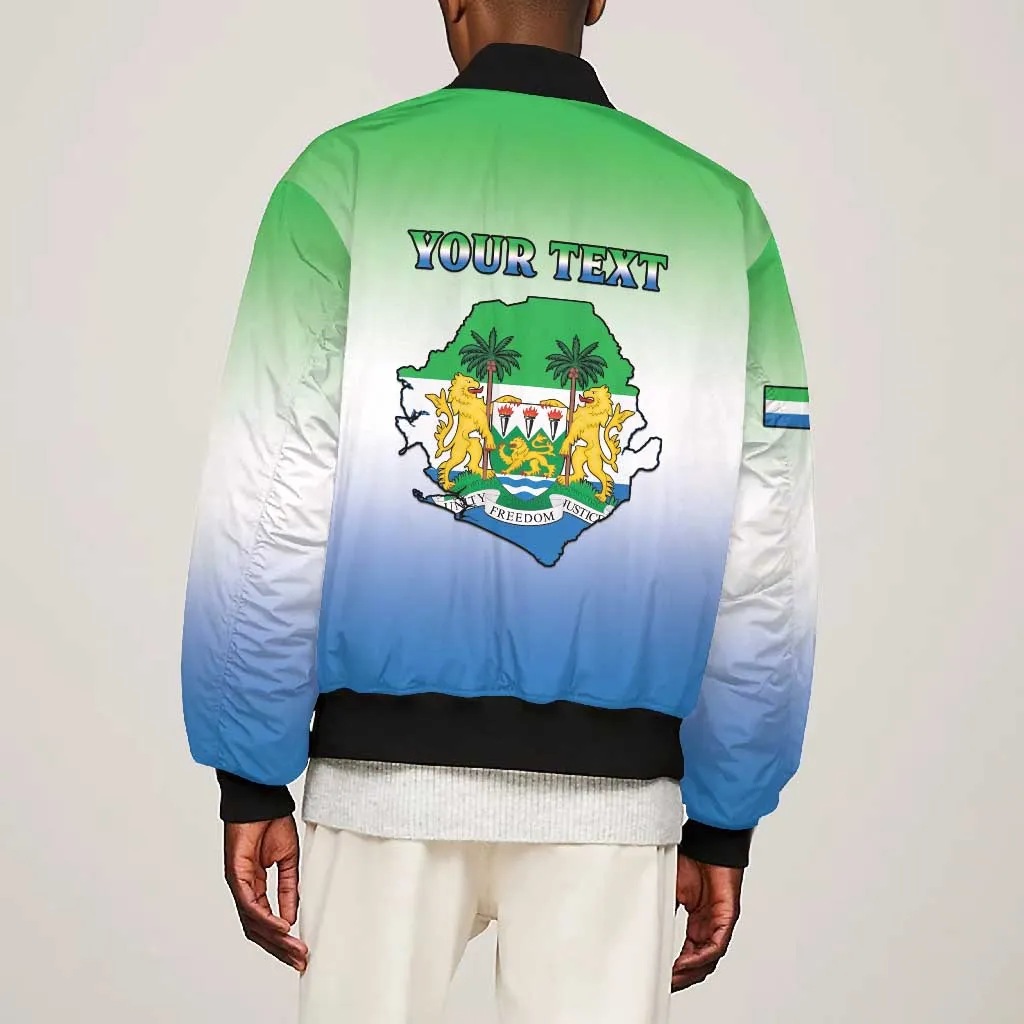 Personalised Sierra Leone Independence Day Bomber Jacket Coat Of Arms Flag Map LT15