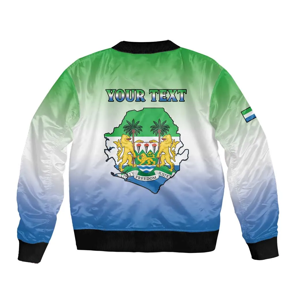 Personalised Sierra Leone Independence Day Bomber Jacket Coat Of Arms Flag Map LT15