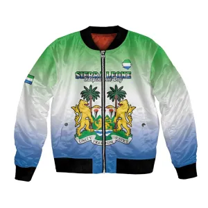 Personalised Sierra Leone Independence Day Bomber Jacket Coat Of Arms Flag Map LT15