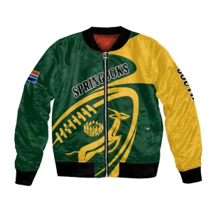 Personalised South Africa Rugby Bomber Jacket Bokke Champions Sporty Dynamics LT7