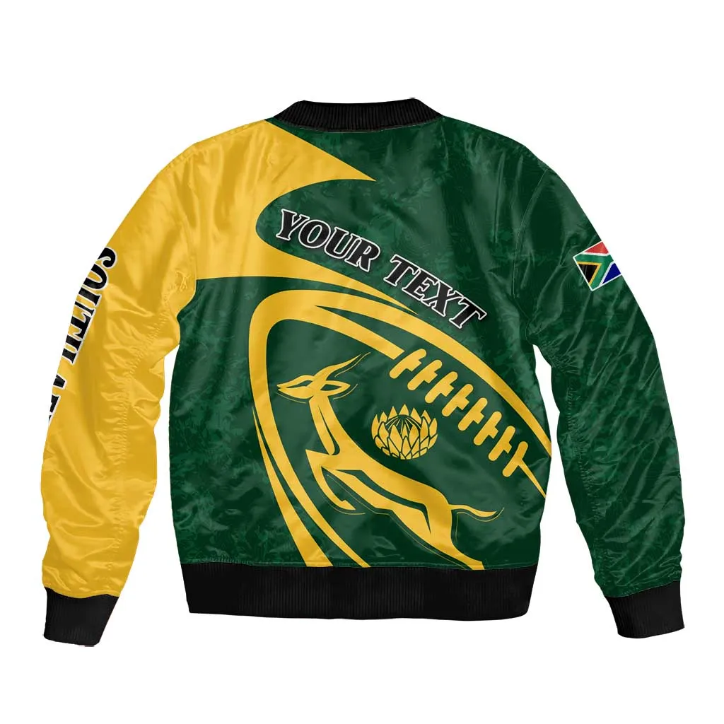 Personalised South Africa Rugby Bomber Jacket Bokke Champions Sporty Dynamics LT7