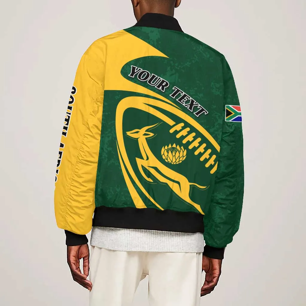 Personalised South Africa Rugby Bomber Jacket Bokke Champions Sporty Dynamics LT7