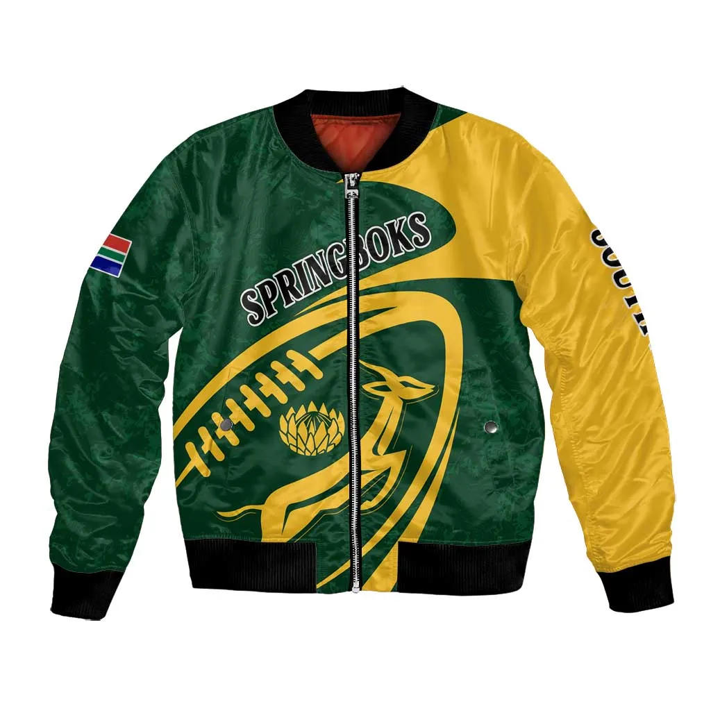 Personalised South Africa Rugby Bomber Jacket Bokke Champions Sporty Dynamics LT7