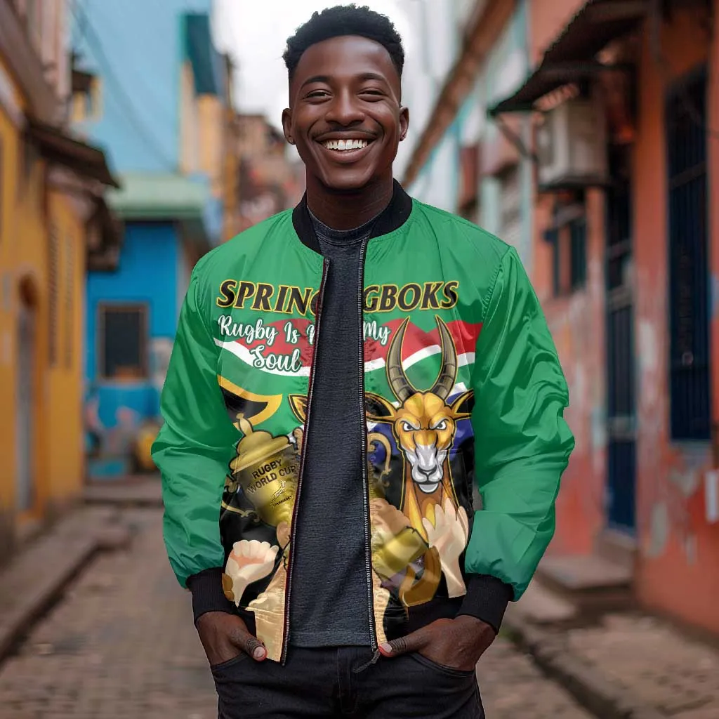 Personalised South Africa Special Holiday Bomber Jacket Springboks Champions Celebration Rugby Is My Soul LT14