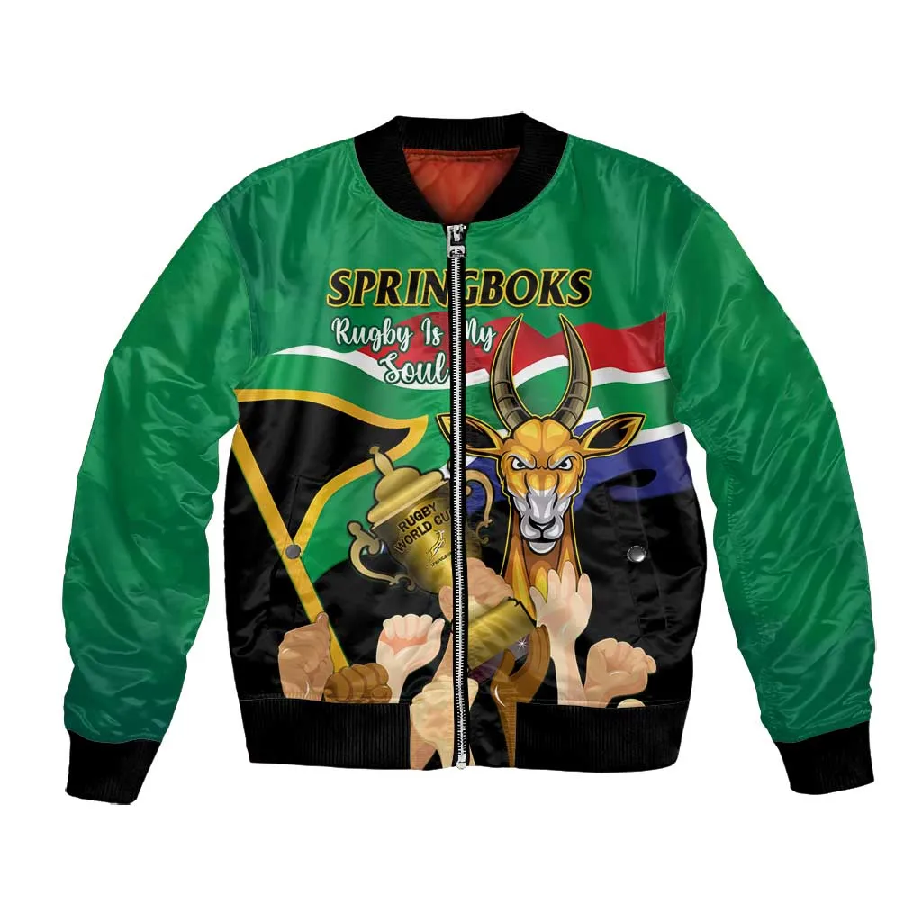 Personalised South Africa Special Holiday Bomber Jacket Springboks Champions Celebration Rugby Is My Soul LT14