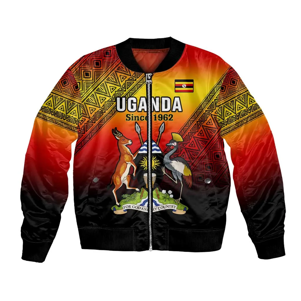 Personalised Uganda Independence Day Bomber Jacket Jamhuri ya Uganda Coat Of Arms LT14