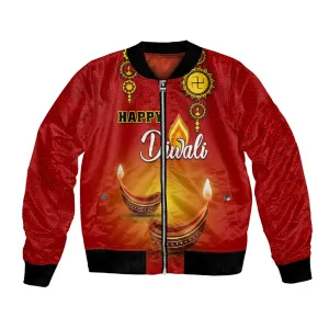 Personalized Diwali Festival Bomber Jacket with Diya and Paisley Pattern LT01