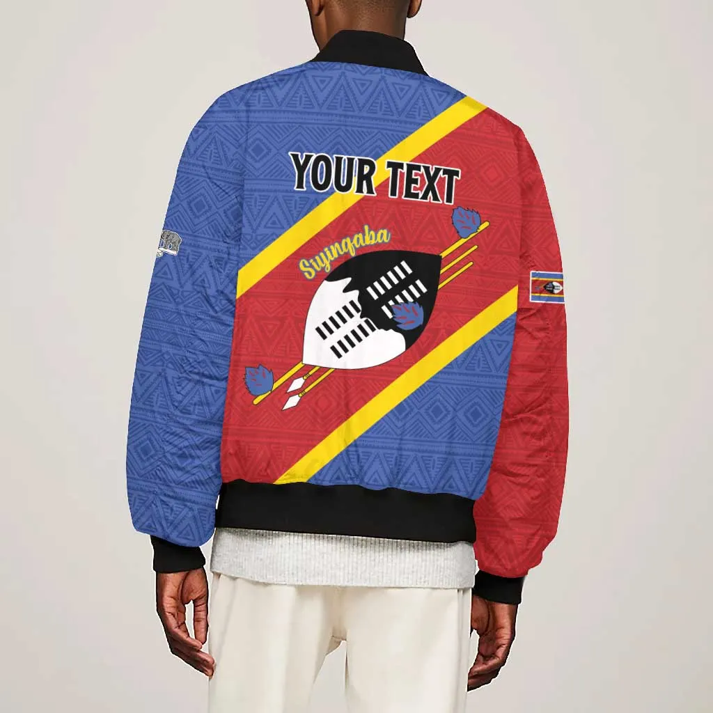 Personalized Happy Swaziland National Flag Day Bomber Jacket Nguni Shield Flag Style - African Pattern LT15
