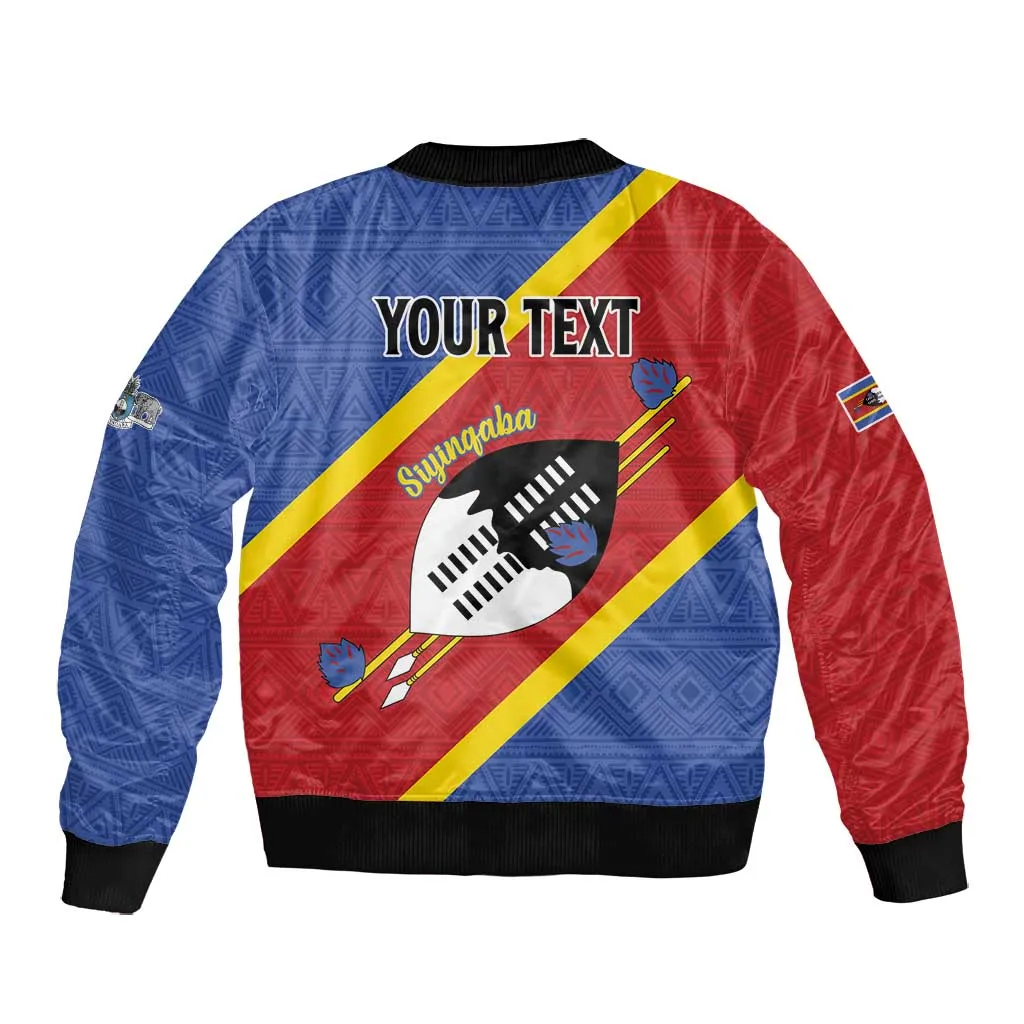 Personalized Happy Swaziland National Flag Day Bomber Jacket Nguni Shield Flag Style - African Pattern LT15