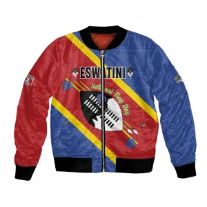 Personalized Happy Swaziland National Flag Day Bomber Jacket Nguni Shield Flag Style - African Pattern LT15