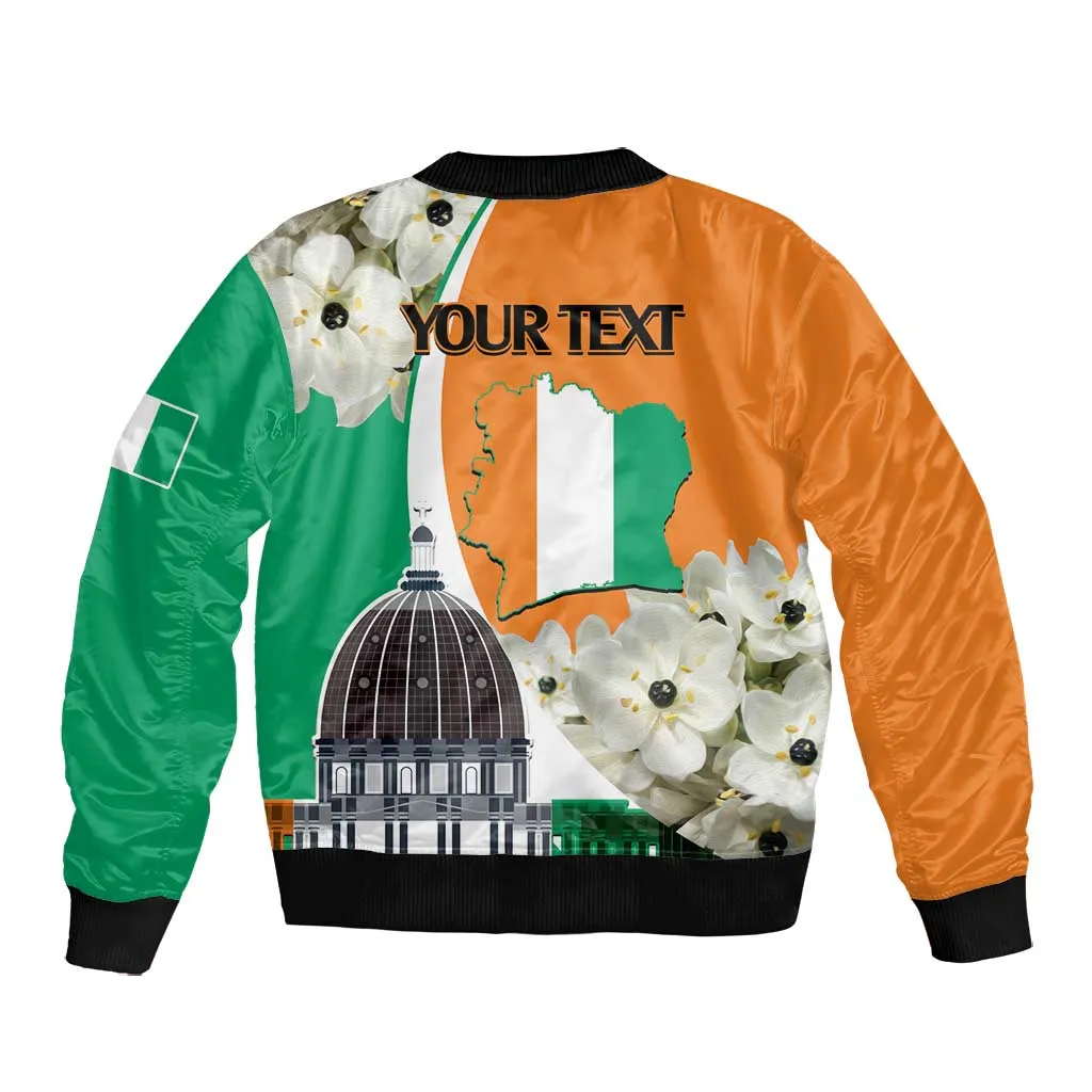 Personalized Ivory Coast Independence Day Bomber Jacket Ornithogalum Arabicum Happy 64 Years Anniversary LT14