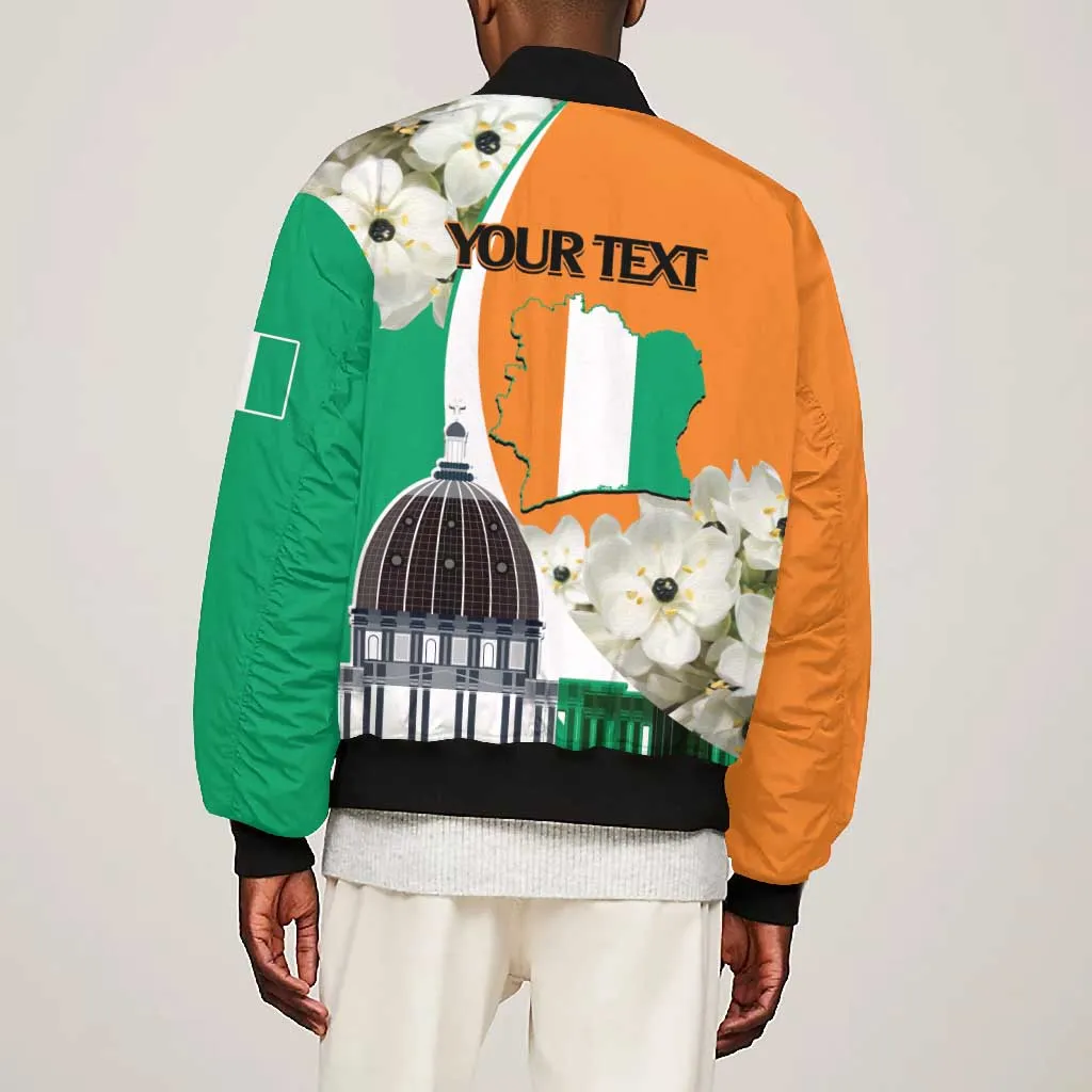 Personalized Ivory Coast Independence Day Bomber Jacket Ornithogalum Arabicum Happy 64 Years Anniversary LT14