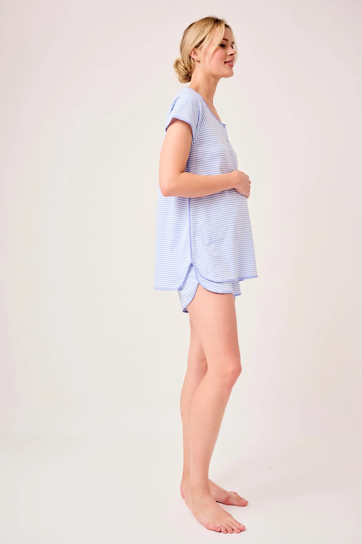 Pima Maternity Shorts Set in Hydrangea