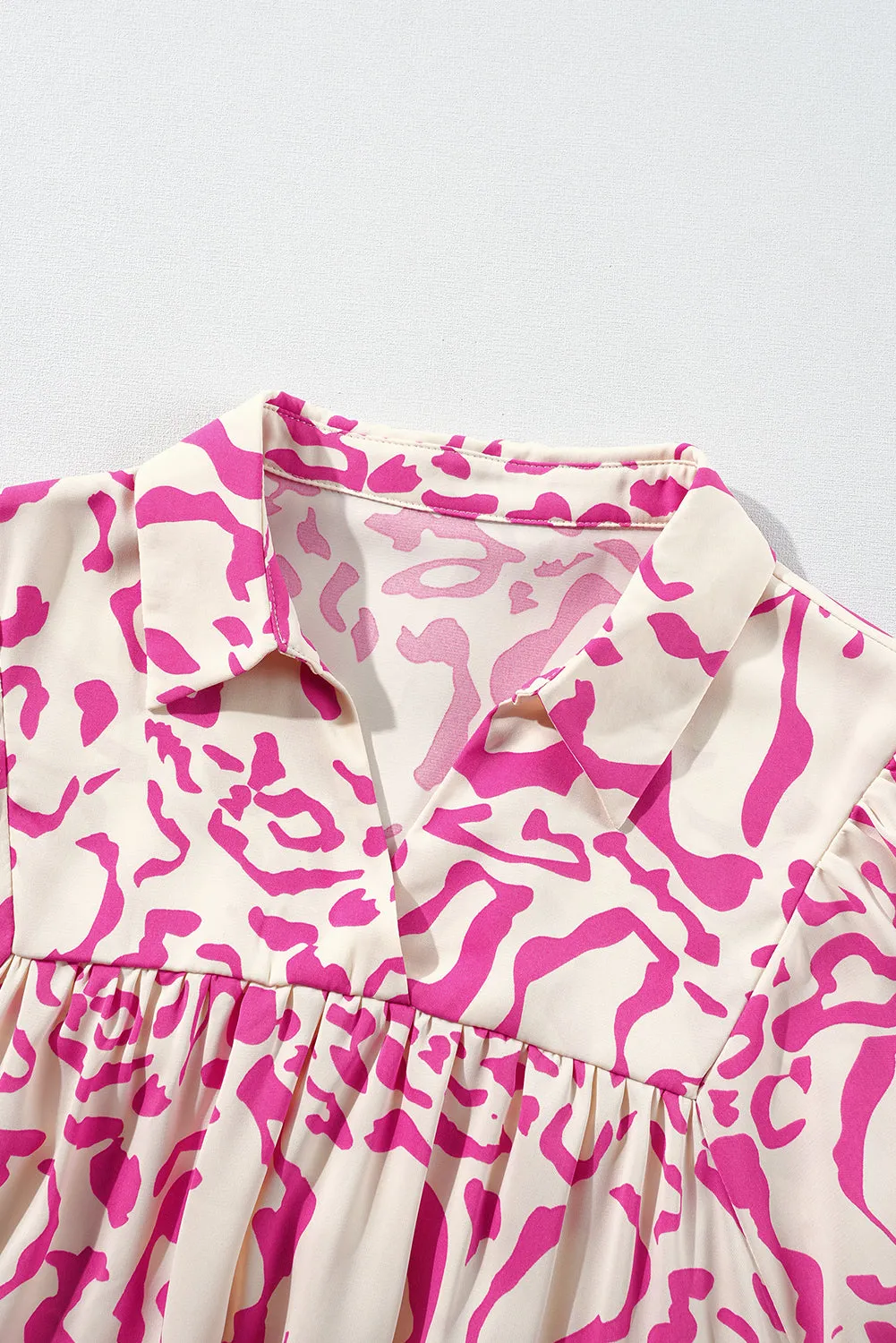Pink Leopard Print Loose Fit Babydoll Mini Dress