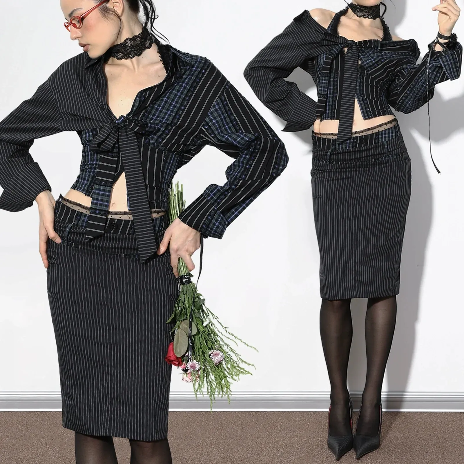 Pinstripe Plaid Ensemble