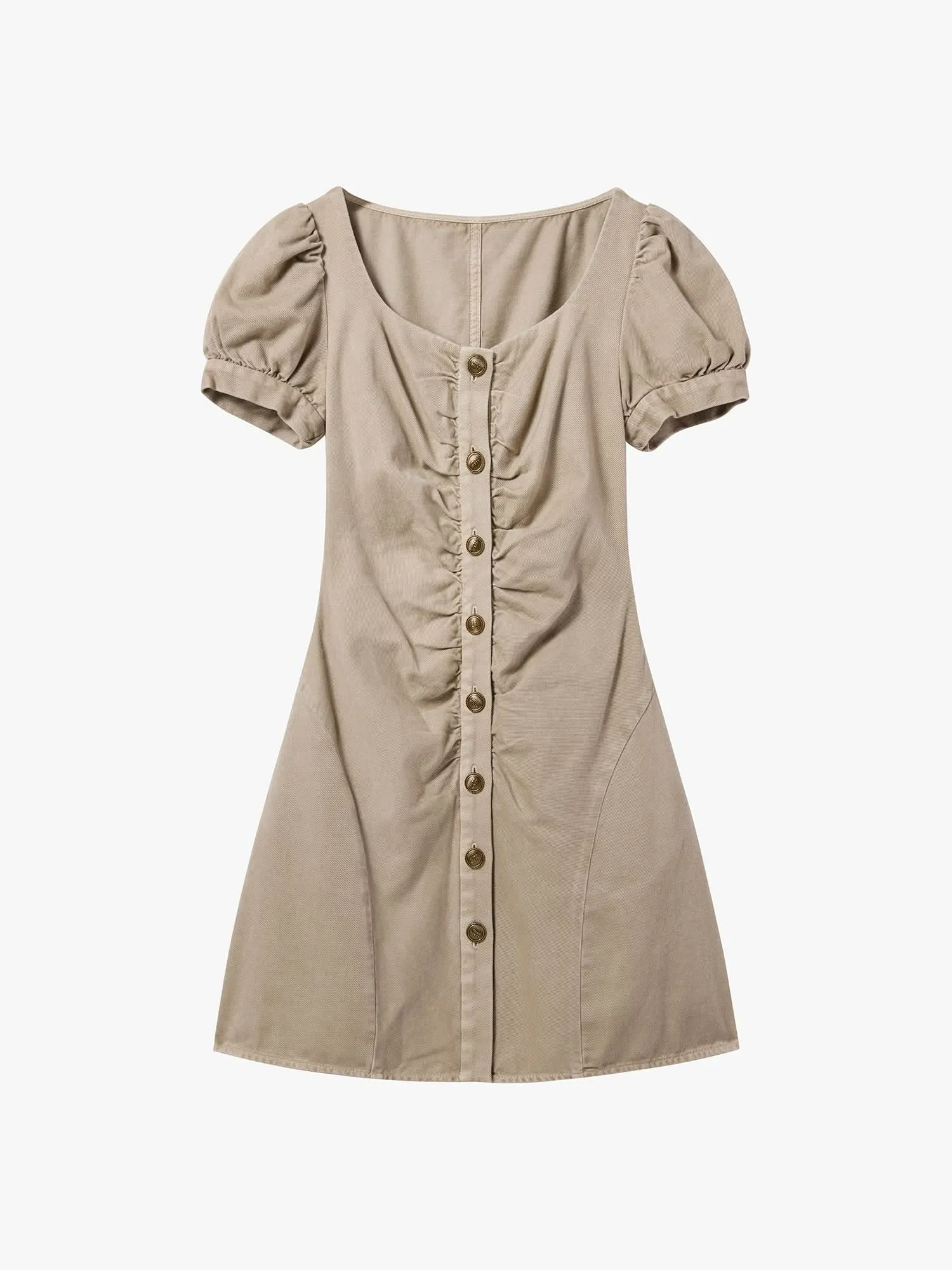 Pleated Denim Dress