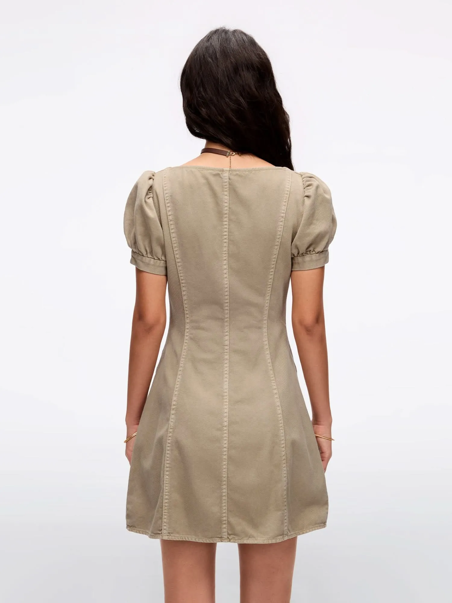 Pleated Denim Dress