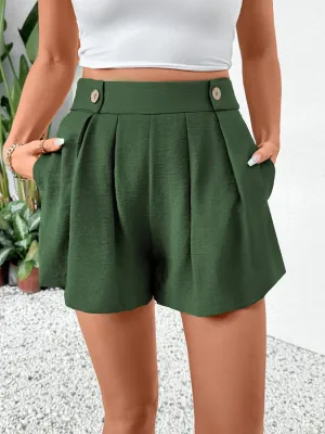 Pleated Detail Shorts with Pockets S-XL
