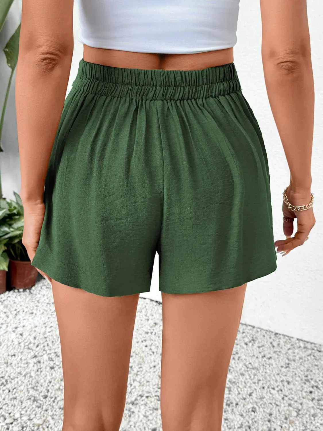 Pleated Detail Shorts with Pockets S-XL