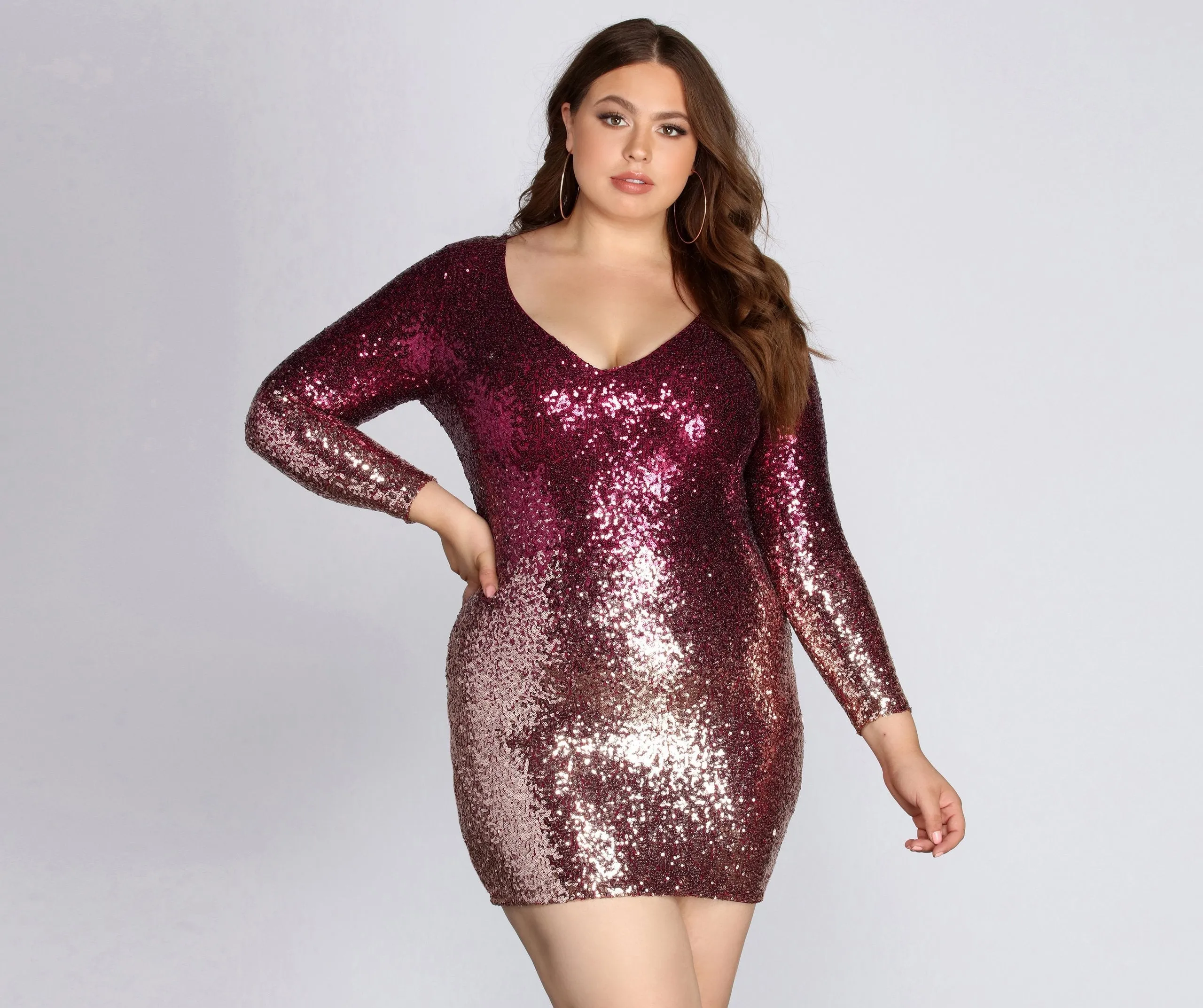 Plus Ombre Stylish Sequin Dress
