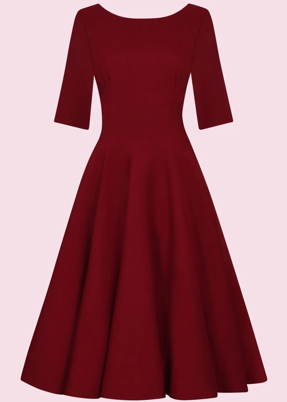 Pretty Dress Company Hepburn 50's Swing Dress Bordeaux