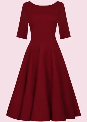 Pretty Dress Company Hepburn 50's Swing Dress Bordeaux