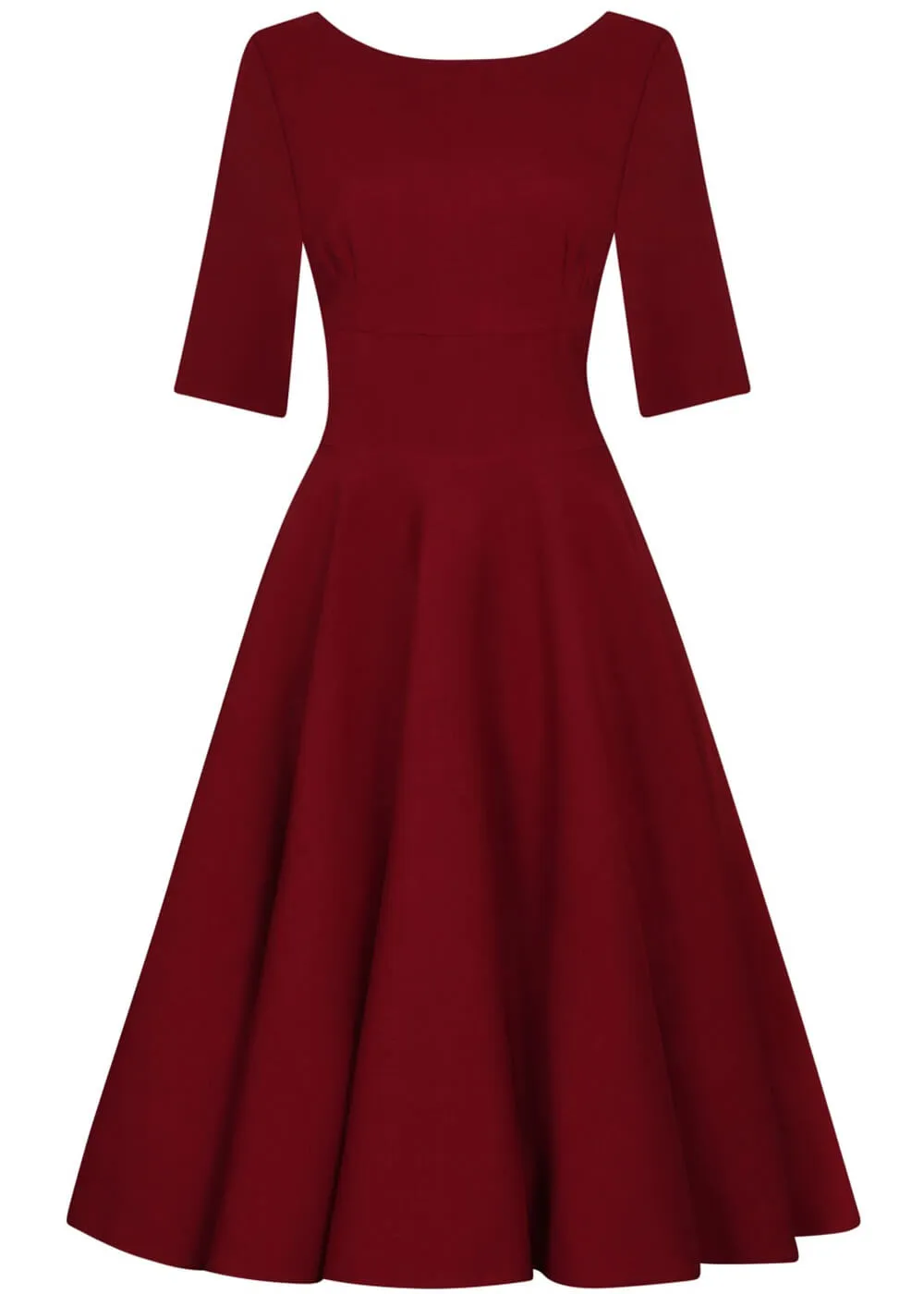 Pretty Dress Company Hepburn 50's Swing Dress Bordeaux