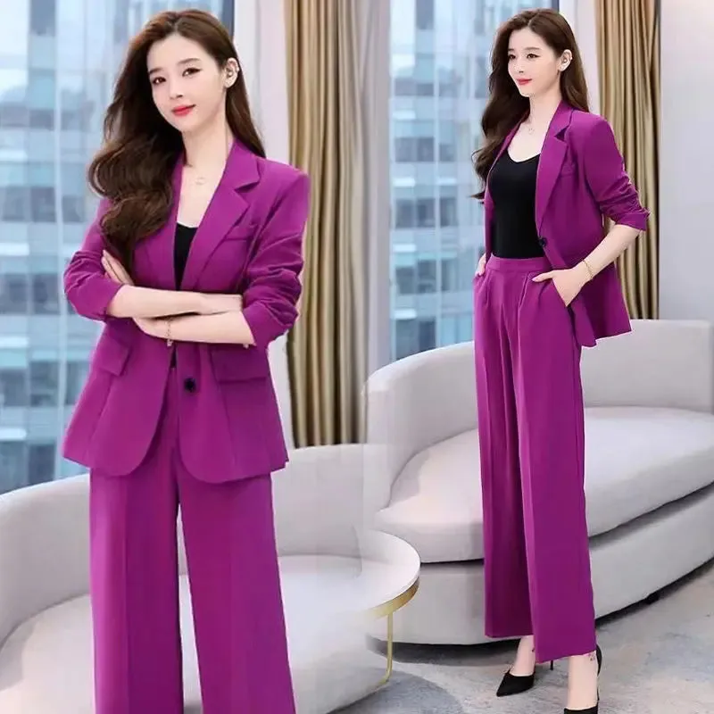 Professional Elegant Blazers Coat   Pants  Korean Suit