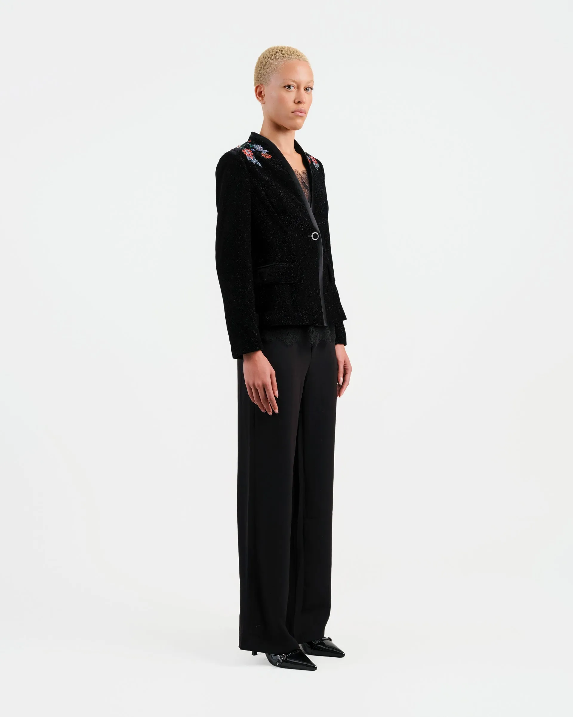 Prosperity Embroidered Velvet Blazer