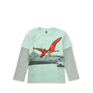 Pterodactyl Layered Sleeve Tee - Garden Party