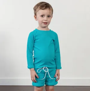 "Brights" Ribbed Blue Curaco Swim Trunks