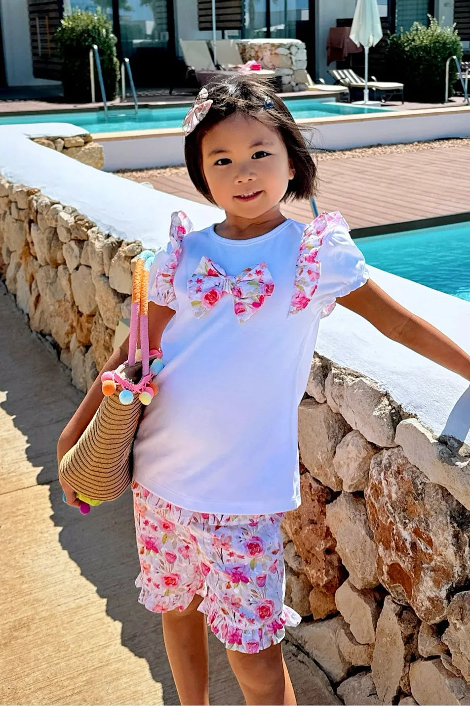 "Phoebe" Hot Pink Floral Top & Shorts