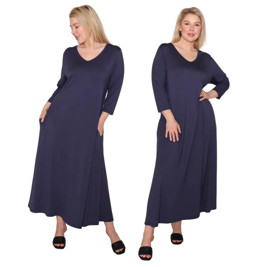 Raya Bamboo Dress - Navy
