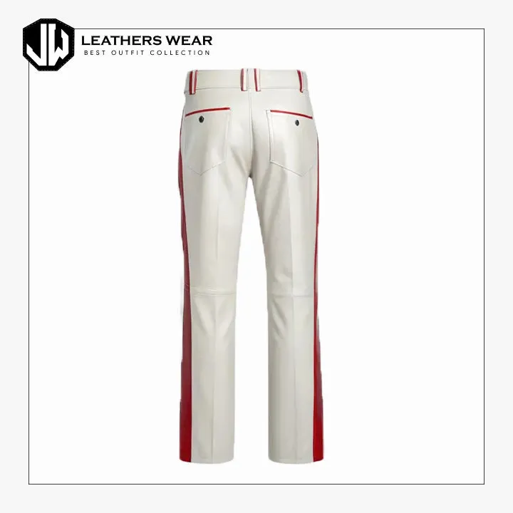 Real White Leather Party Pants
