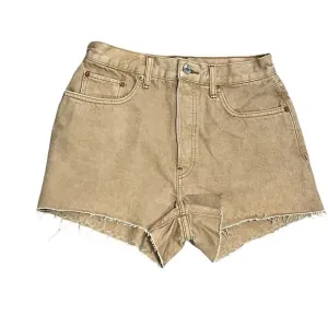 RE/DONE Womens 70's Hi Rise Jean Shorts Washed Khaki Denim Cut Off Size 27