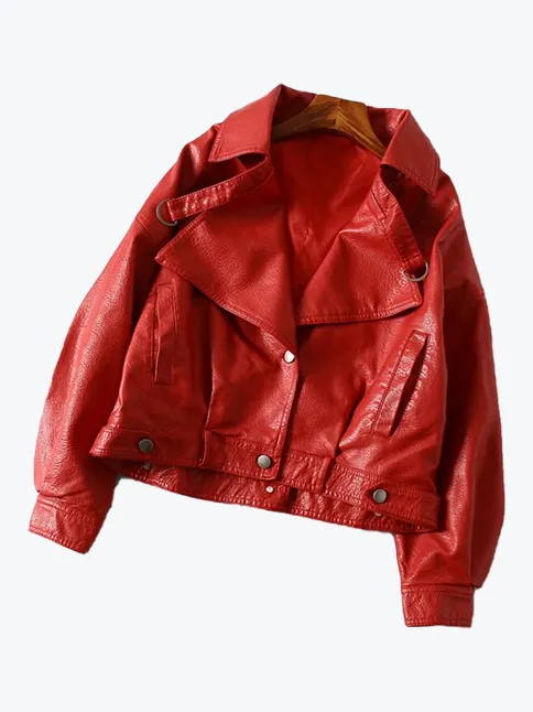 Retro Batwing Red Moto Jacket