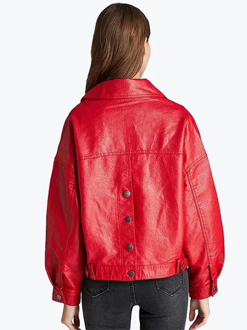 Retro Batwing Red Moto Jacket
