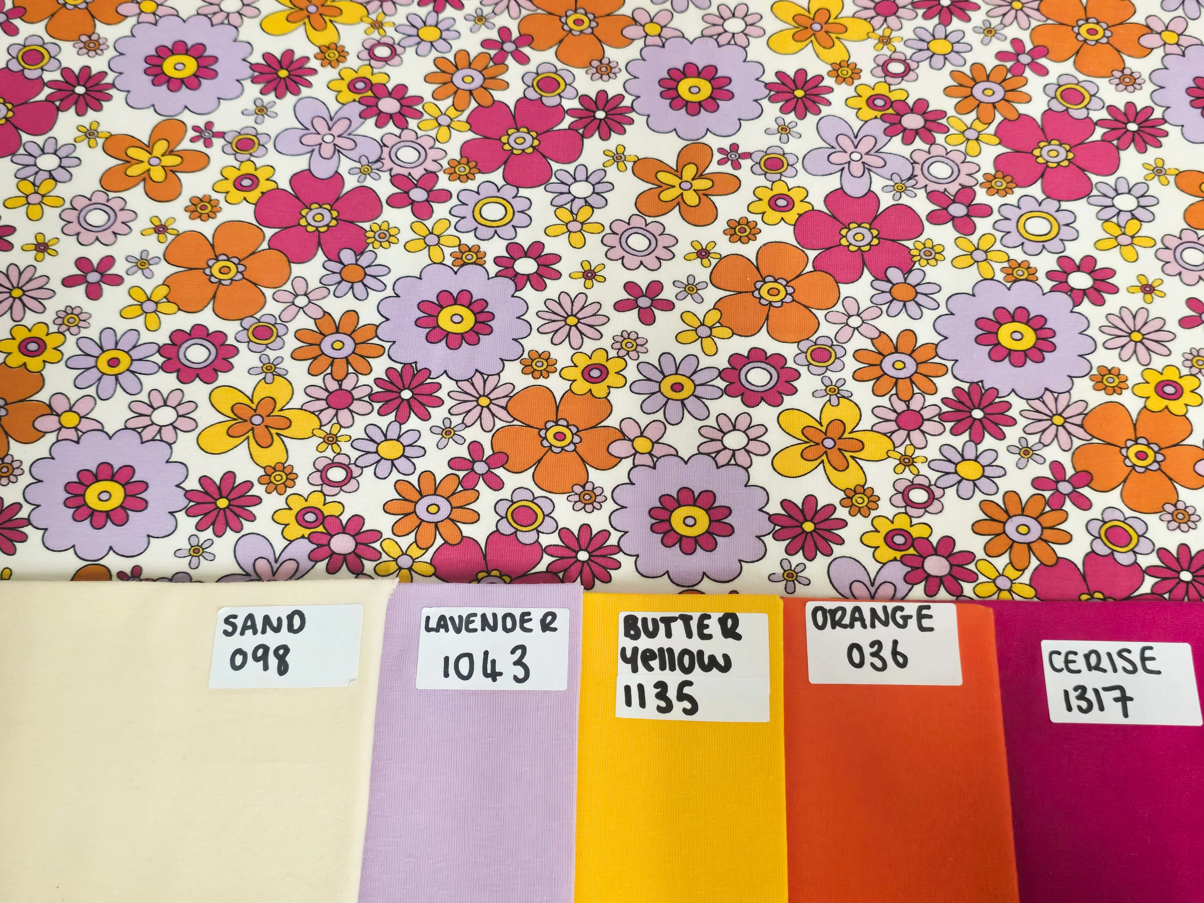 RETRO FLOWERS COTTON JERSEY PER METRE
