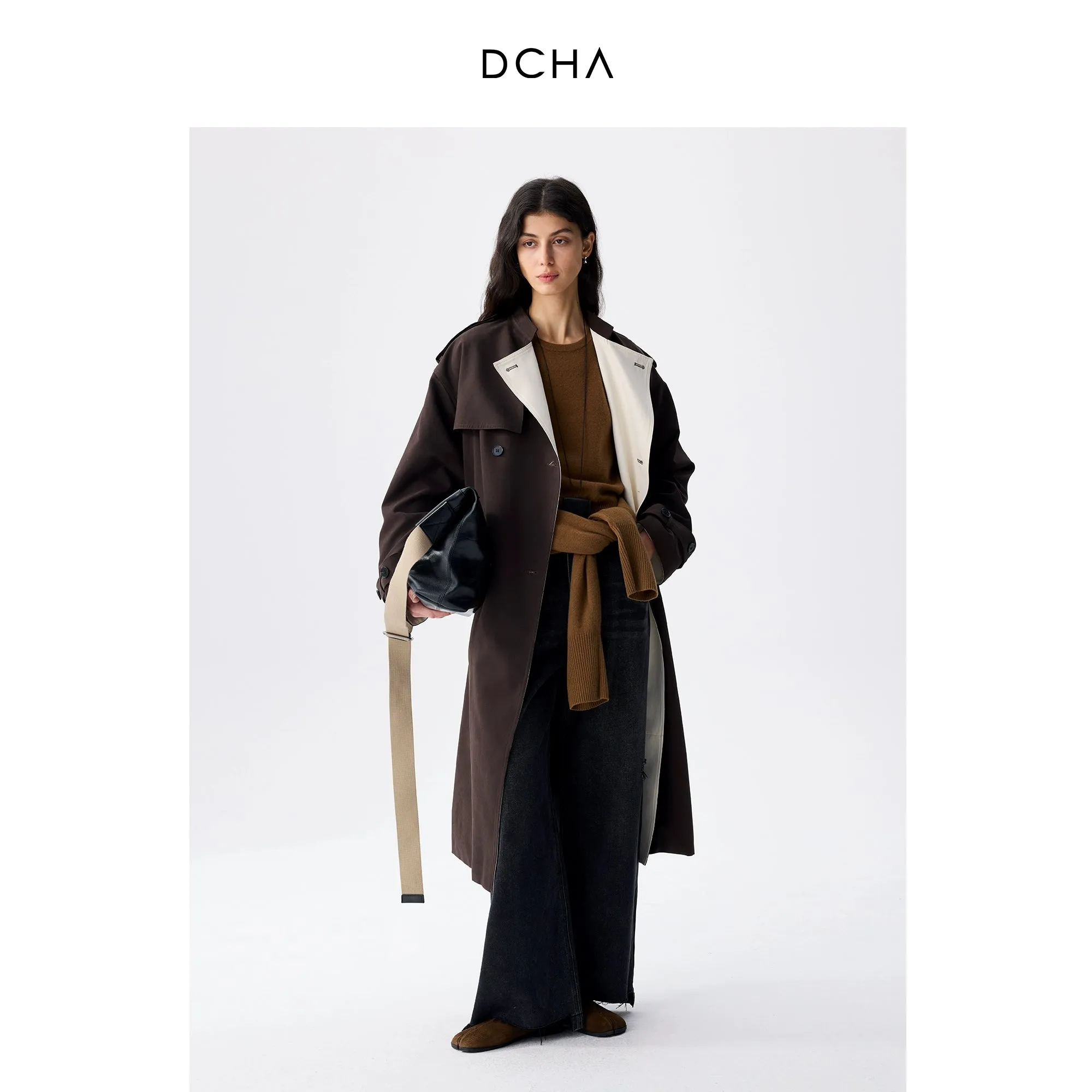 Retro High-End Colorblock Trench Coat