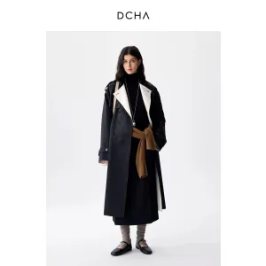 Retro High-End Colorblock Trench Coat