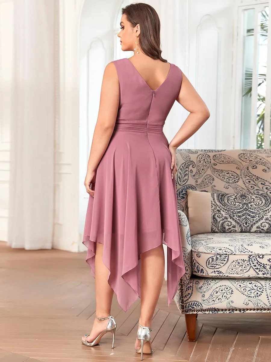 Robe mariage invitée bohème en mousseline de soie col en V profond