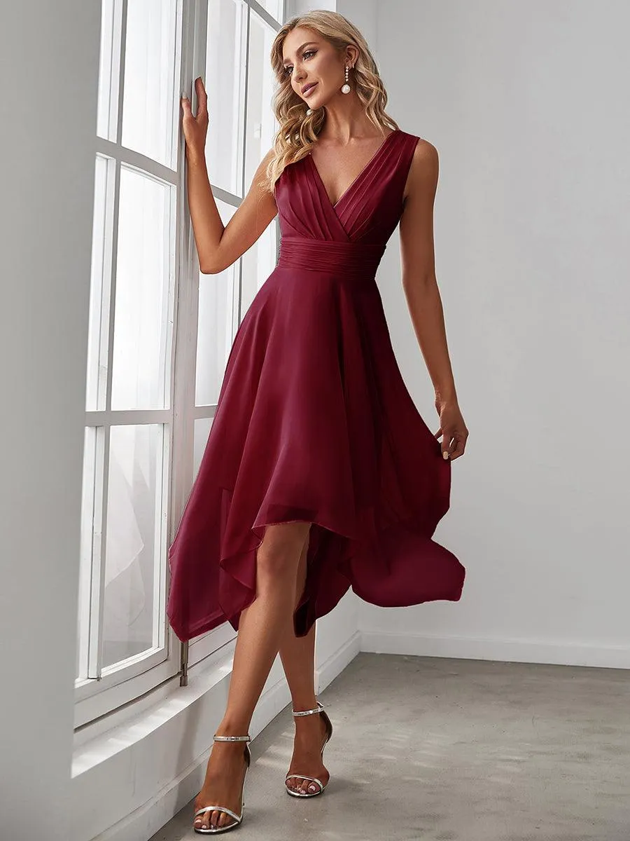 Robe mariage invitée bohème en mousseline de soie col en V profond