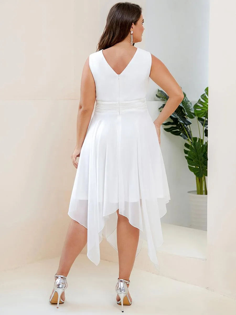 Robe mariage invitée bohème en mousseline de soie col en V profond