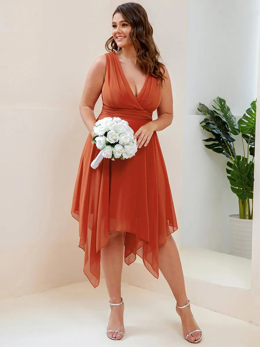 Robe mariage invitée bohème en mousseline de soie col en V profond