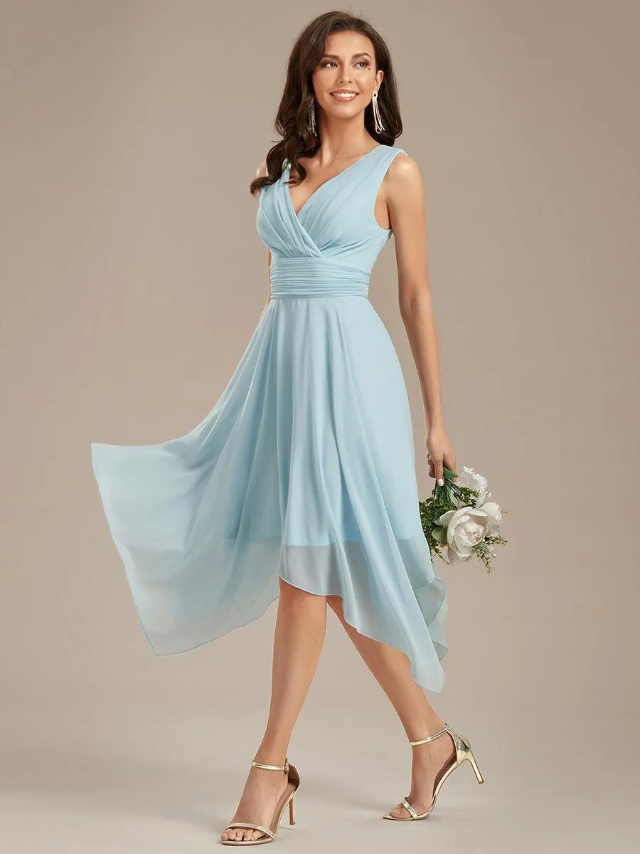 Robe mariage invitée bohème en mousseline de soie col en V profond
